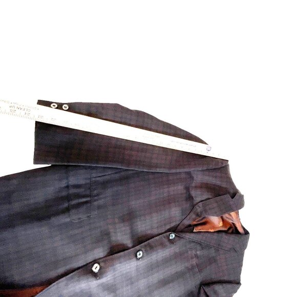 Abercrombie & Fitch Mens Plaid Wool Blazer Jacket 3-Button Fully Lined Brown Che - Picture 6 of 8